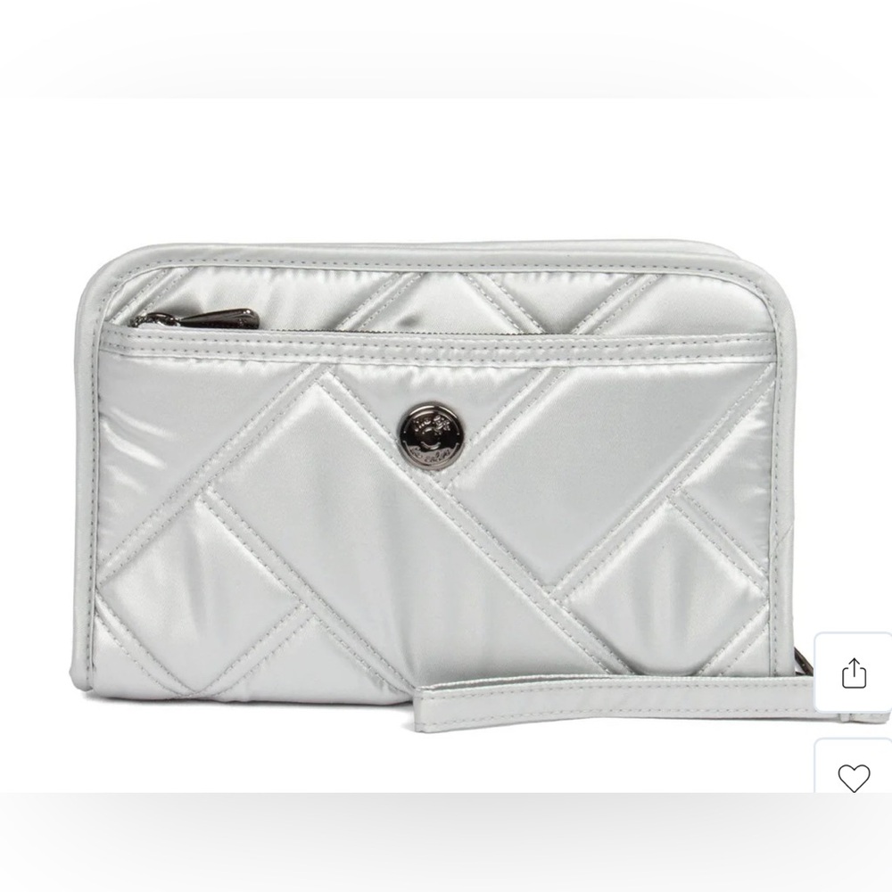 lug Silver Quilted Wristlet Clutch